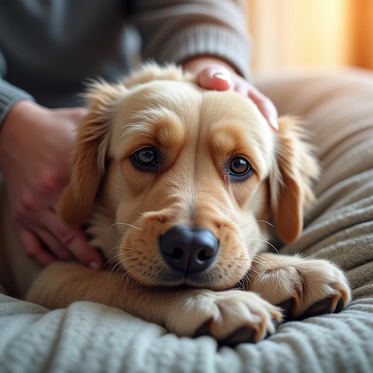 Perro mayor recibiendo cuidados especializados